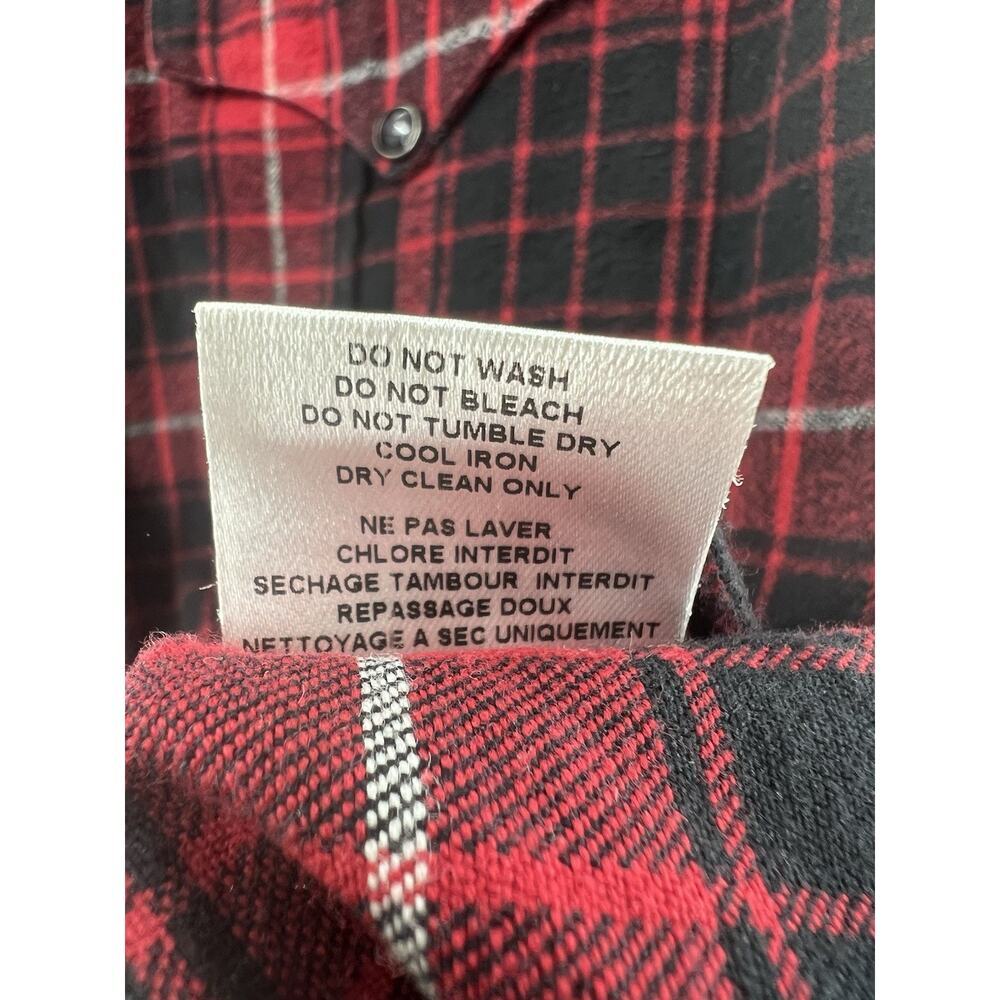 IRO Women’s Long Sleeve Flannel Snap Front Cotton Plaid Top Grommet Detail 38/6 - Picture 8 of 10